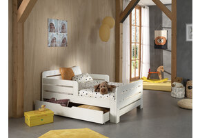 LUCEVI - Jumper Doorgroeibed + Matras + Lade - Wit - 60x140/ 90x200 cm