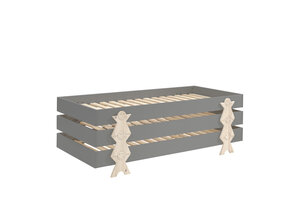 LUCEVI - Modulo Smiley Stapelbare bedden - 3 stuks - Grijs - 90x200 cm