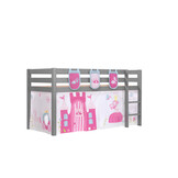 LUCEVI - Pino Halfhoogslaper H115CM + Ladder + Princess Gordijntjes + 3 Zakjes - Grijs - 90x200 cm