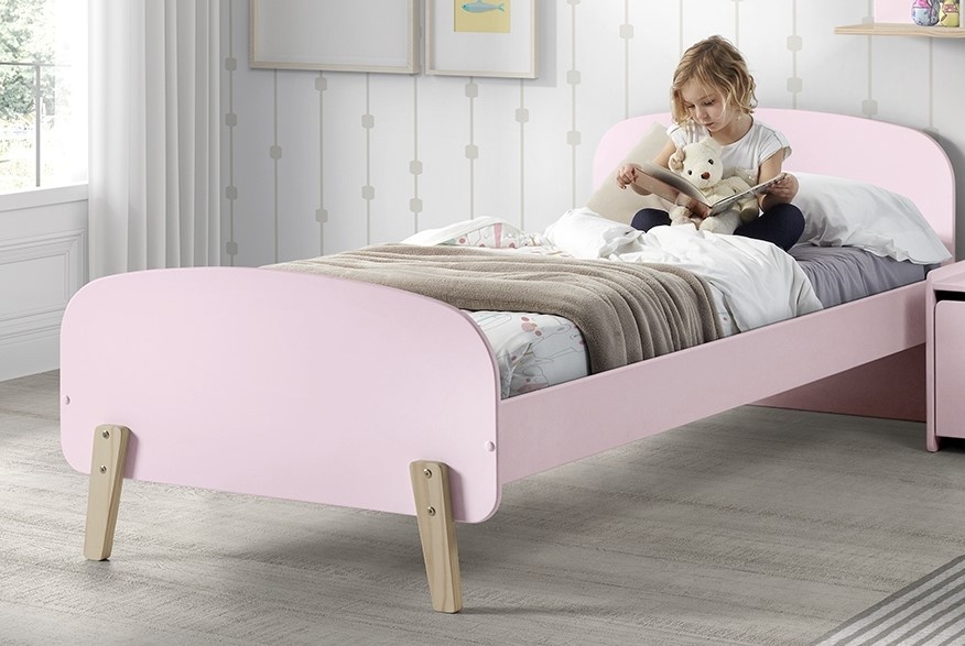 LUCEVI - Kiddy bed + Nachtkastje + Hangplankjes - Roze - 90x200 cm