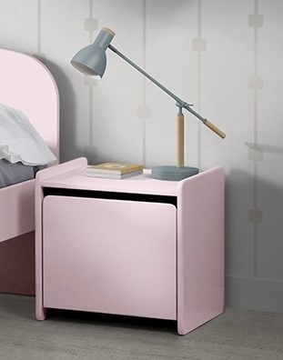 LUCEVI - Kiddy bed + Nachtkastje + Hangplankjes - Roze - 90x200 cm