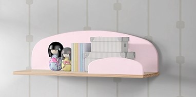 LUCEVI - Kiddy bed + Nachtkastje + Hangplankjes - Roze - 90x200 cm