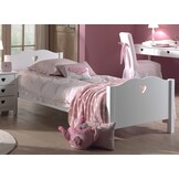 LUCEVI - Amori bed + Lattenbodem + Nachtkastje + 3 Deurs Kleerkast + Bureau + Boekenkast + Rolbed - Wit - 90x200 cm