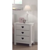 LUCEVI - Amori bed + Lattenbodem + Nachtkastje + 3 Deurs Kleerkast + Bureau + Boekenkast + Rolbed - Wit - 90x200 cm