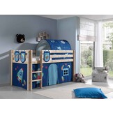 LUCEVI - Pino Halfhoogslaper + Ladder + Astro Gordijntjes + 3 Zakjes + Astro Tunnel - Bruin - 90x200 cm