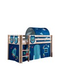 LUCEVI - Pino Halfhoogslaper + Ladder + Astro Gordijntjes + 3 Zakjes + Astro Tunnel - Bruin - 90x200 cm