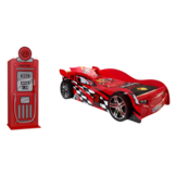 LUCEVI - Carbeds Night Speeder bed + Lattenbodem + Gas Pump Kast - Rood - 70x140 cm