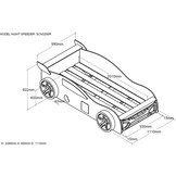 LUCEVI - Carbeds Night Speeder bed + Lattenbodem + Gas Pump Kast - Rood - 70x140 cm