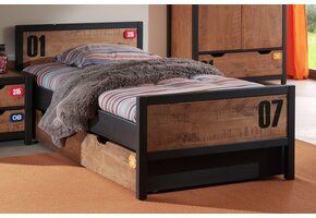 LUCEVI - Alex bed + Rolbed - Bruin - 90x200 cm