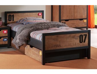 LUCEVI - Alex bed + Rolbed - Bruin - 90x200 cm