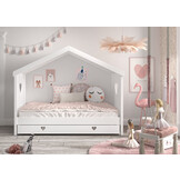 LUCEVI - Amori 90 Huisbed Zonder Rug + Lattenbodem + Rolbed - Wit - 90x200 cm