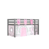 LUCEVI - Pino Halfhoogslaper H115CM + Ladder + Birdy Gordijntjes + 3 Zakjes - Grijs - 90x200 cm