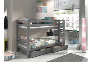 LUCEVI - Pino Stapelbed H140CM + 2 Lades - Grijs - 90x200 cm