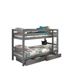 LUCEVI - Pino Stapelbed H140CM + 2 Lades - Grijs - 90x200 cm