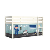 LUCEVI - Pino Halfhoogslaper H115CM + Ladder + Police Gordijntjes - Wit - 90x200 cm