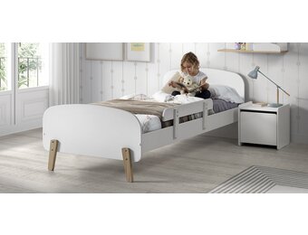 LUCEVI - Kiddy bed + Nachtkastje + Uitvalbeveiliging - Wit - 90x200 cm