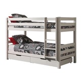 LUCEVI - Pino Stapelbed H140CM + 2 Lades + Ladder - Wit - 90x200 cm