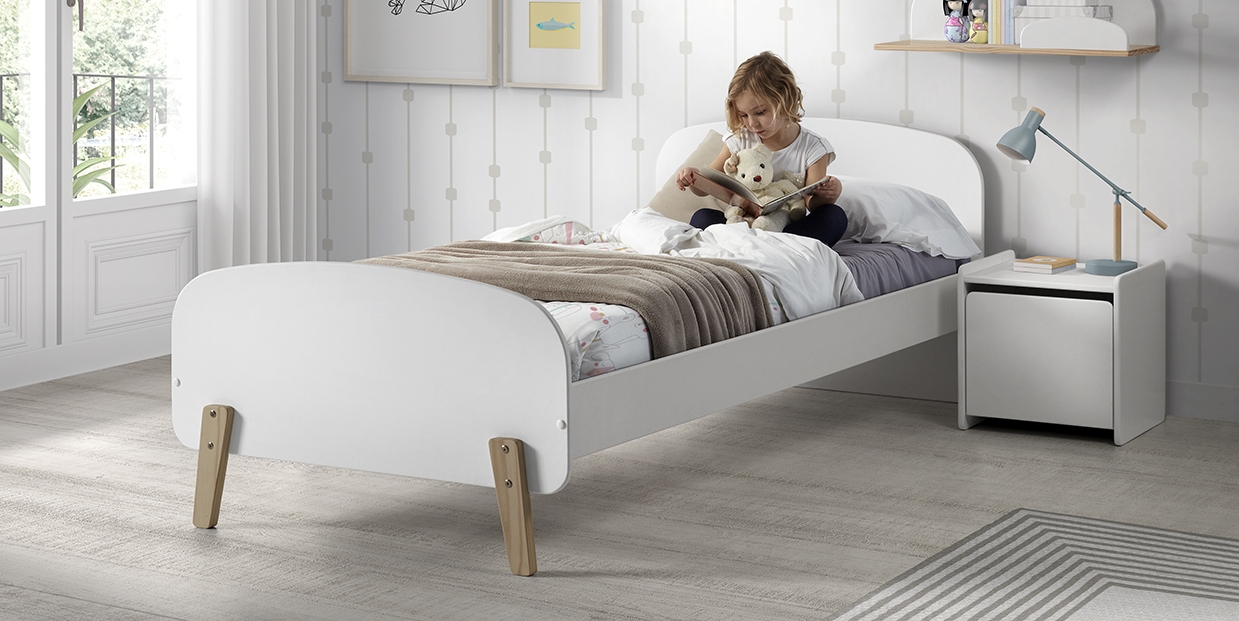 LUCEVI - Kiddy bed + Nachtkastje - Wit - 90x200 cm