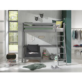 LUCEVI - Pino Mezzanine bed + Ladder + Slaapfauteuil - Grijs - 90x200 cm