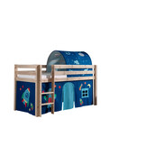 LUCEVI - Pino Halfhoogslaper + Ladder + Astro Gordijntjes + Astro Tunnel - Bruin - 90x200 cm