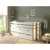 LUCEVI - Margrit Kajuitbed + 3 Laden + Rolbed - Wit - 90x200 cm