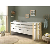 LUCEVI - Margrit Kajuitbed + 3 Laden + Rolbed - Wit - 90x200 cm