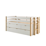 LUCEVI - Margrit Kajuitbed + 3 Laden + Rolbed - Wit - 90x200 cm