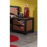 LUCEVI - Alex bed + Lattenbodem + Rolbed + Nachtkastje + 2 Deurs Kleerkast - Bruin - 90x200 cm