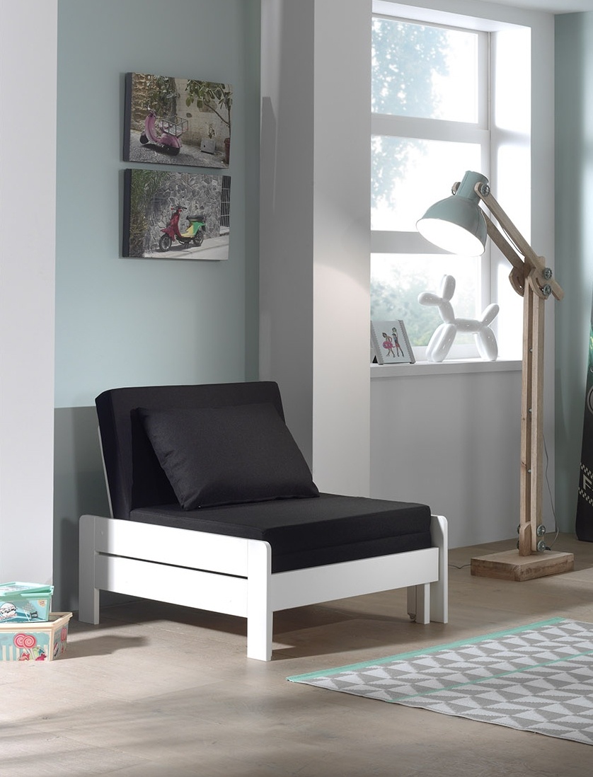 LUCEVI - Pino Mezzanine bed + boekenkast + Slaapfauteuil - Wit - 90x200 cm