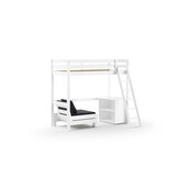 LUCEVI - Pino Mezzanine bed + boekenkast + Slaapfauteuil - Wit - 90x200 cm