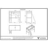 LUCEVI - Pino Mezzanine bed + boekenkast + Slaapfauteuil - Wit - 90x200 cm