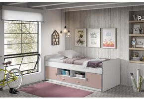 LUCEVI - Bonny Kajuitbed + Lattenbodem - Roze - 90x200 cm