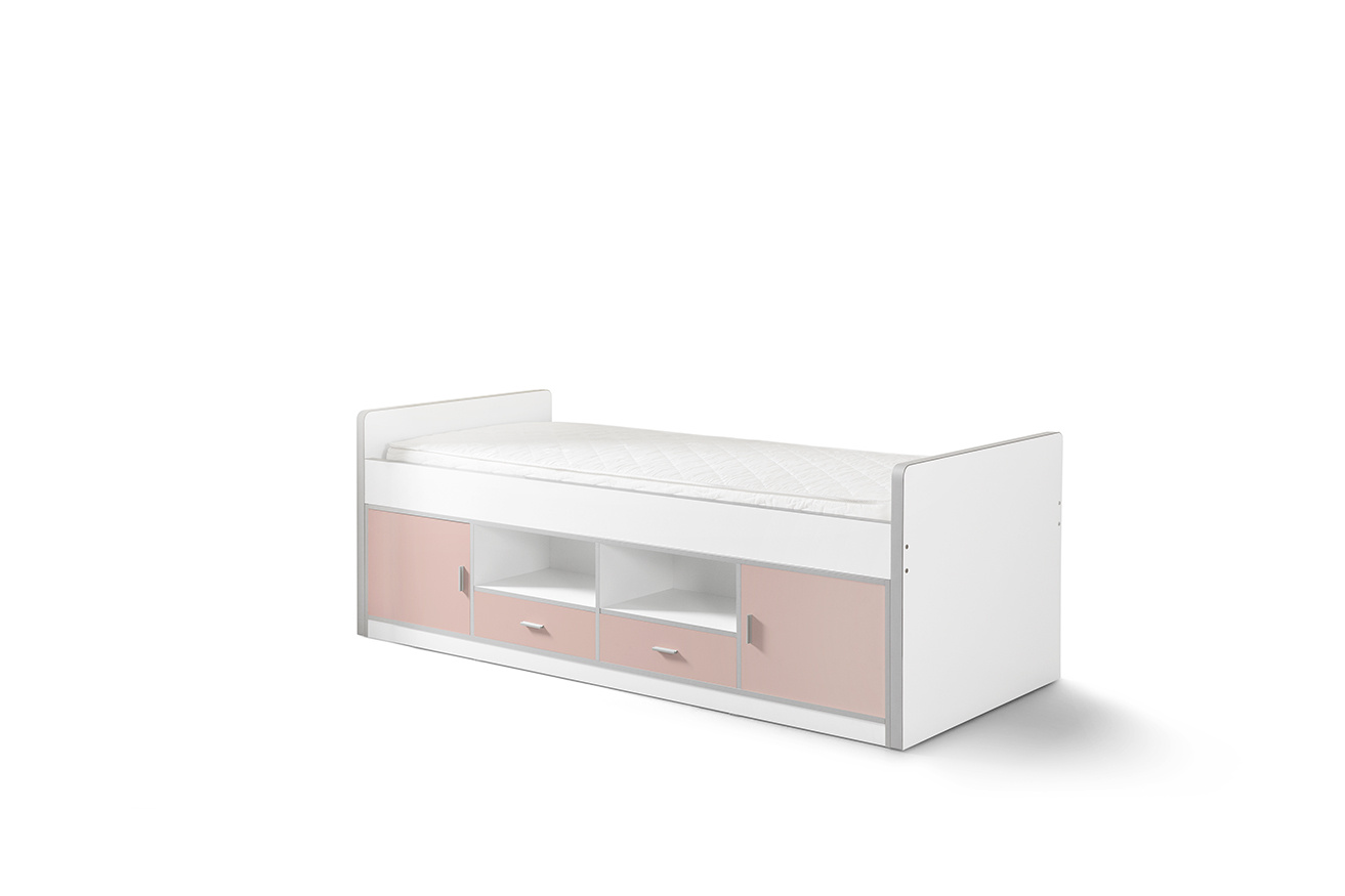 LUCEVI - Bonny Kajuitbed + Lattenbodem - Roze - 90x200 cm