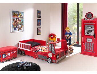LUCEVI - Carbeds Peuter Fire Truck bed + Matras - Rood - 70x140 cm
