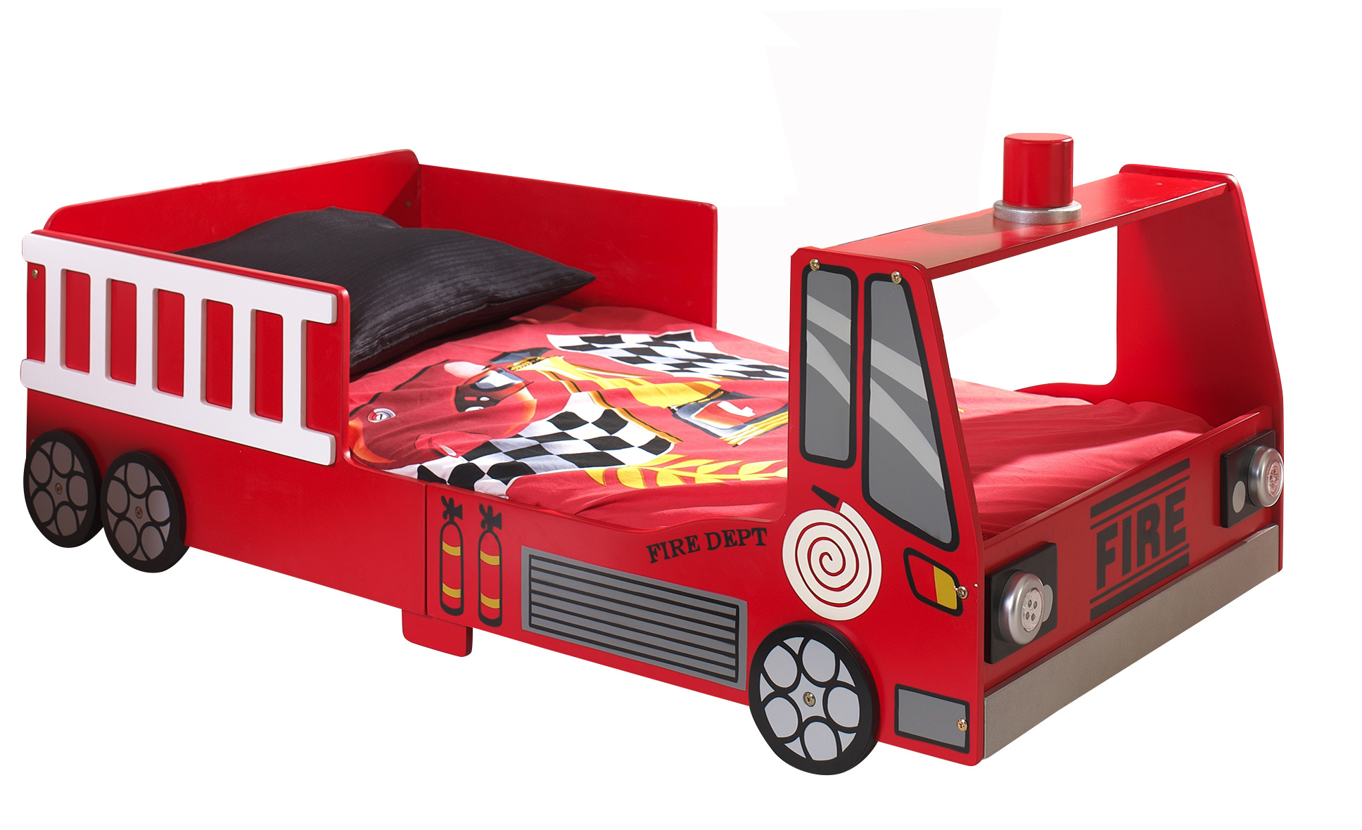 LUCEVI - Carbeds Peuter Fire Truck bed + Matras - Rood - 70x140 cm