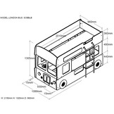 LUCEVI - Carbeds London Bus Stapelbed + Lattenbodem + LED-lampen - 2 Deurs kast - Rood - 90x200 cm