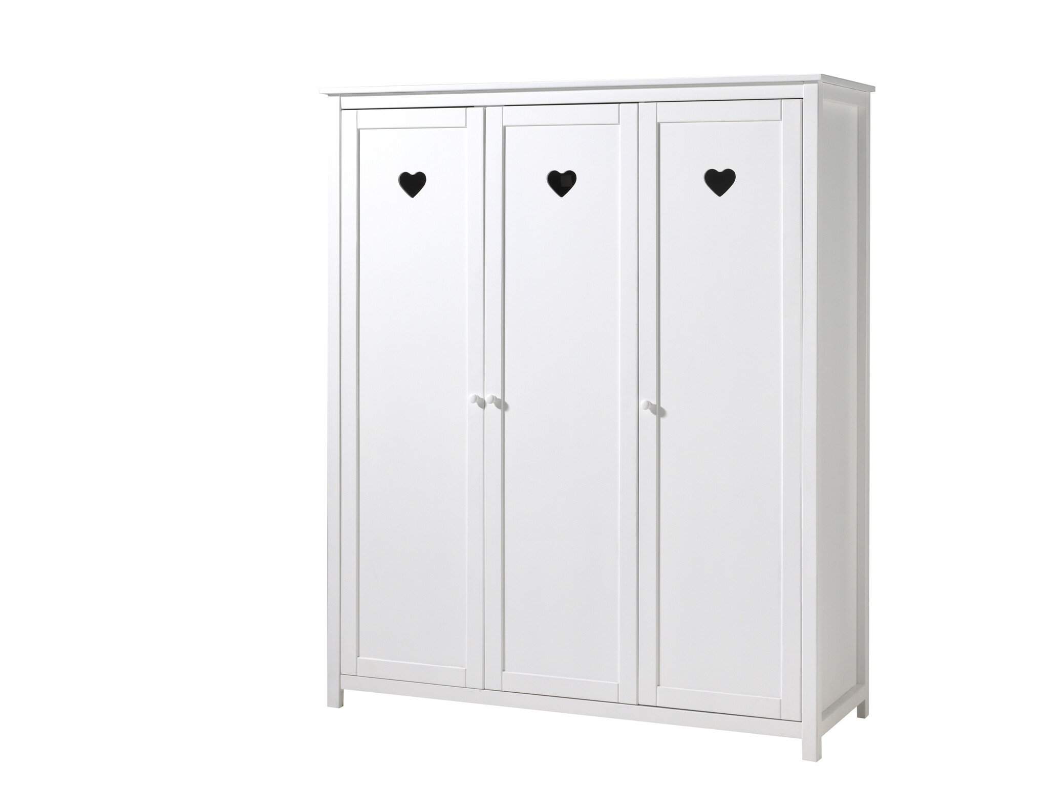LUCEVI - Amori bed + Nachtkastje + 3 Deurs Kleerkast - Wit - 90x200 cm