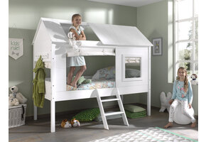 LUCEVI - Charlotte Huisbed + Set Gordijntjes - Wit - 90x200 cm