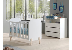 LUCEVI - Kiddy Babybed 60x120 cm + Commode 3 Laden - Wit