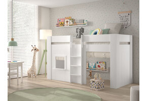 LUCEVI - Reno halfhoogslaper + Noah set gordijntjes - Wit - 90x200 cm