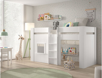 LUCEVI - Reno halfhoogslaper + Noah set gordijntjes - Wit - 90x200 cm