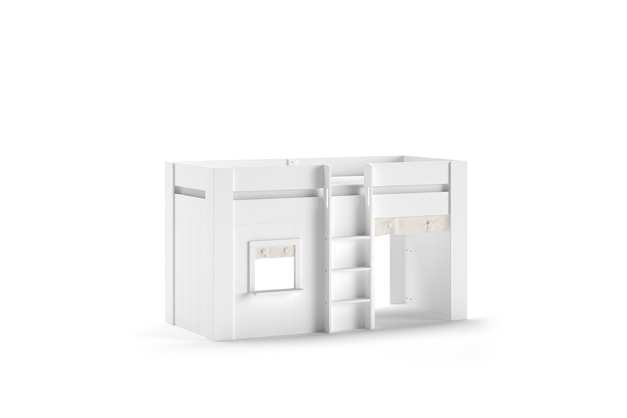 LUCEVI - Reno halfhoogslaper + Noah set gordijntjes - Wit - 90x200 cm