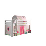 LUCEVI - Pino Halfhoogslaper + Ladder + Spring Gordijntjes + Spring Tunnel - Wit - 90x200 cm