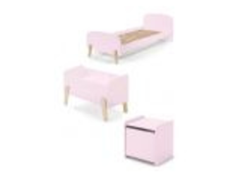 LUCEVI - Kiddy bed + Nachtkastje + Speelkoffer - Roze - 90x200 cm