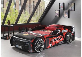 LUCEVI - Carbeds MRX Bed 90x200cm - Zwart/ Rood