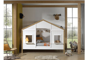 LUCEVI - Babs 90 Huisbed 90x200cm - Wit/ Bruin