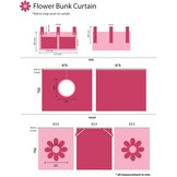 LUCEVI - Pino Halfhoogslaper + Ladder + Set van Pink Flower Gordijntjes - Wit - 90x200 cm