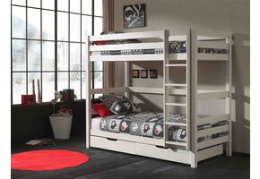 LUCEVI - Pino Stapelbed H180CM + 2 Lades + Ladder - Wit - 90x200 cm