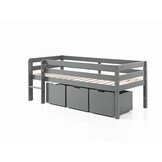 LUCEVI - Pino Halfhoogslaper H85CM + Ladder + Set van 3 Laden - Grijs - 90x200 cm