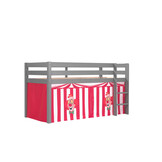 LUCEVI - Pino Halfhoogslaper H115CM + Ladder + Clown Gordijntjes - Grijs - 90x200 cm